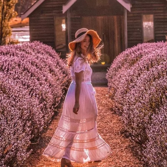 Boho skirt white cream crochet pockets maxi long womens clothing - Picture 4 of 8